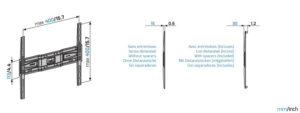 GS S400 PLUS – SUPPORT TV FIXE SLIM  40 à 65’’ MELICONI