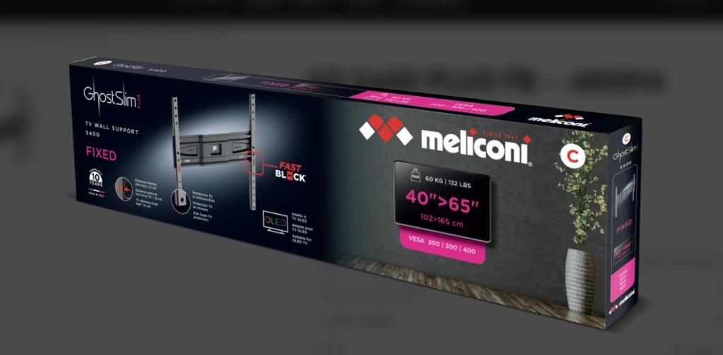 GS S400 PLUS – SUPPORT TV FIXE SLIM  40 à 65’’ MELICONI