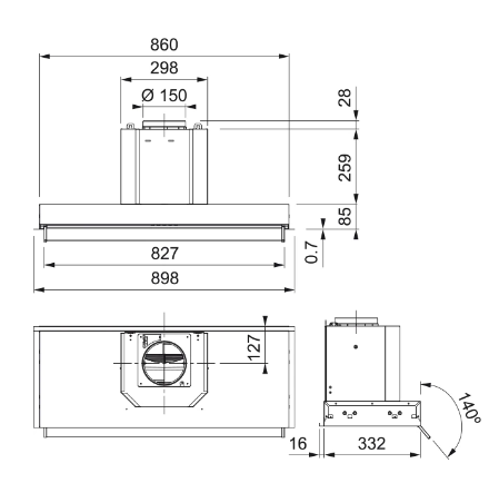 ROBLIN Groupe aspirant 90 cm inox MELODIE 900 INOX