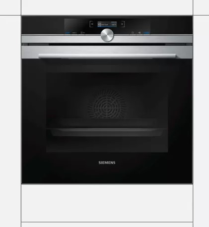 SIEMENS Four Pyrolyse Porte Froide 71L A+ Façade Noir & Inox