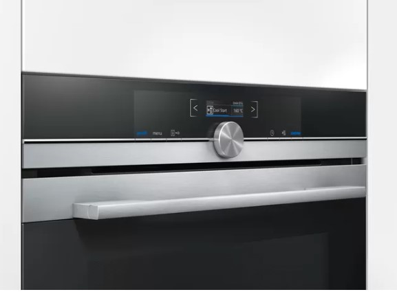SIEMENS Four Pyrolyse Porte Froide 71L A+ Façade Noir & Inox