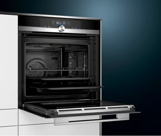 SIEMENS Four Pyrolyse Porte Froide 71L A+ Façade Noir & Inox