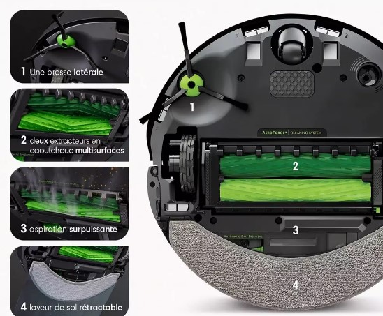 Irobot j7+ Roomba Aspirateur robot et robot laveur de sols- Le premier modèle 2-en-1 véritablement autonome