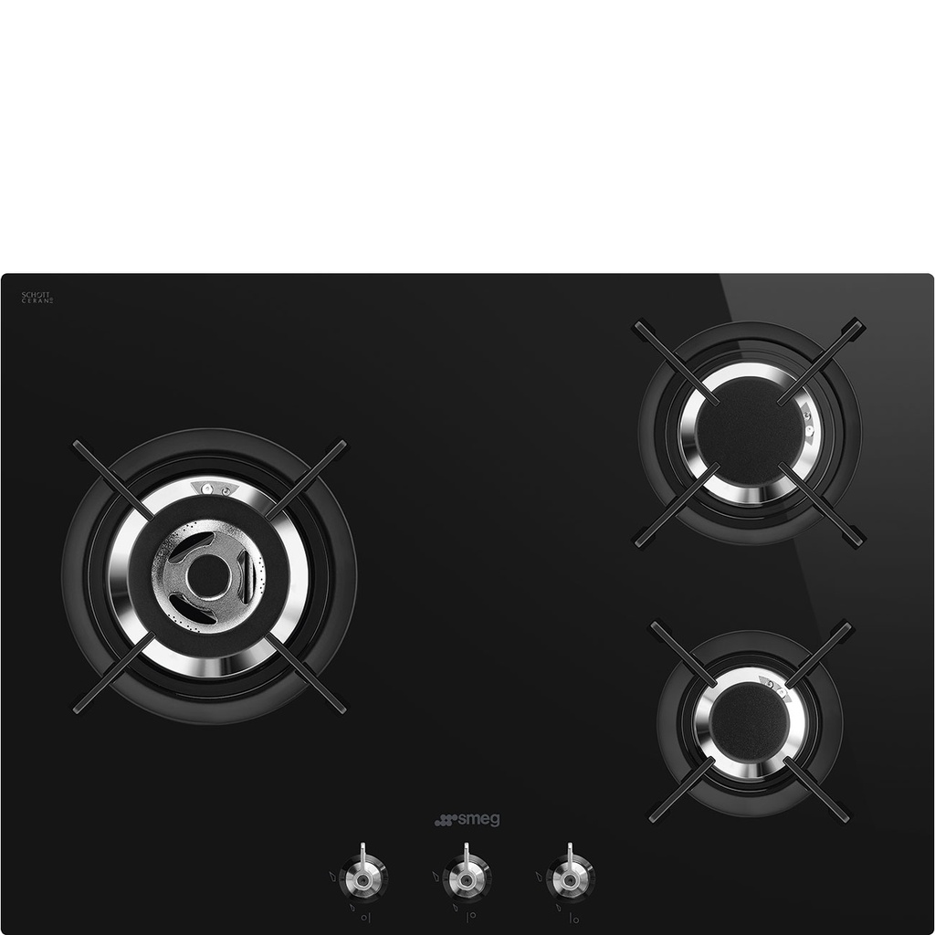 SMEG Plaque de cuisson verre noir 70cm 3 feux dont 1 ultra rapide de 6500W