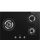 SMEG Plaque de cuisson verre noir 70cm 3 feux dont 1 ultra rapide de 6500W