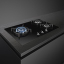 SMEG Plaque de cuisson verre noir 70cm 3 feux dont 1 ultra rapide de 6500W