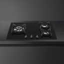 SMEG Plaque de cuisson verre noir 70cm 3 feux dont 1 ultra rapide de 6500W