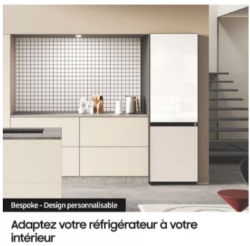 SAMSUNG Réfrigérateur Bespoke Combiné, 390L Clean Black - D - RB38C7B5D22