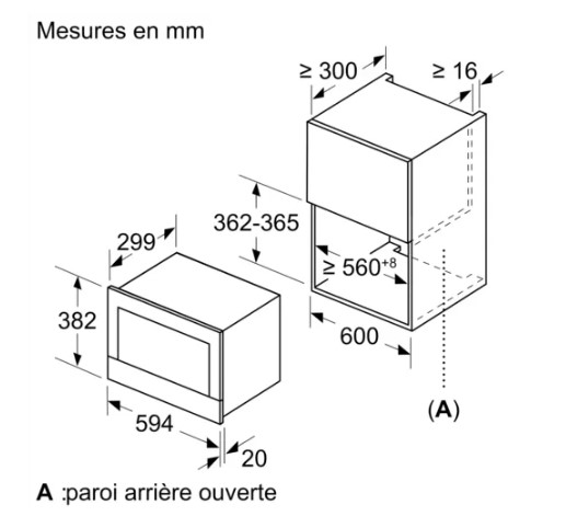 Four Micro-ondes encastrable 21L Blanc SIEMENS