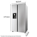 HAIER réfrigérateur side by side Pose Libre, No Frost, Lége Led, Classe E, New Platinum Inox
