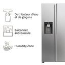 HAIER réfrigérateur side by side Pose Libre, No Frost, Lége Led, Classe E, New Platinum Inox