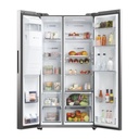 HAIER réfrigérateur side by side Pose Libre, No Frost, Lége Led, Classe E, New Platinum Inox