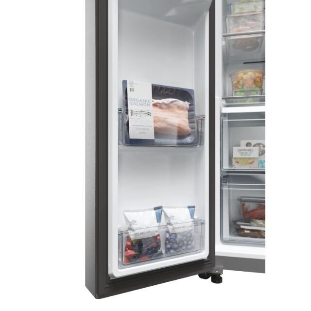 HAIER réfrigérateur side by side Pose Libre, No Frost, Lége Led, Classe E, New Platinum Inox