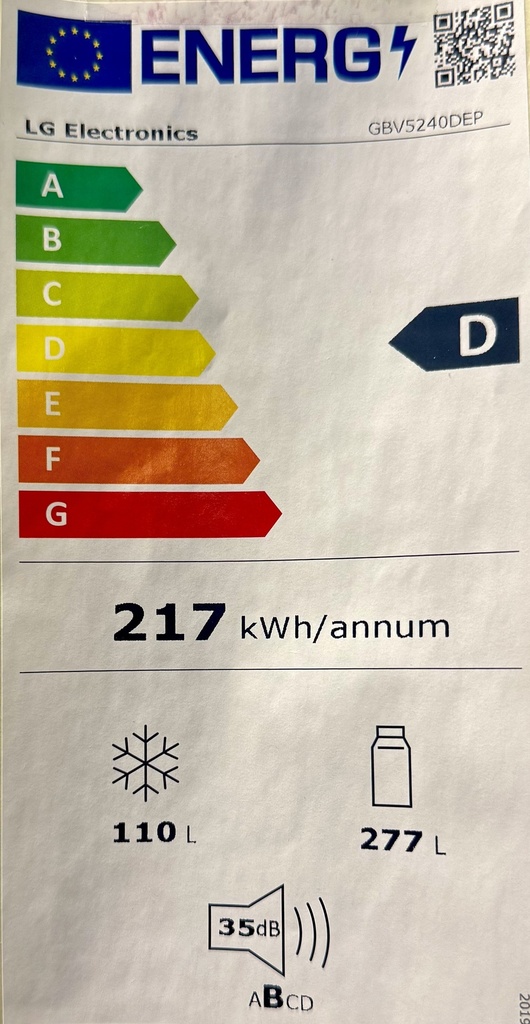 LG Combiné 387L Door cooling D - Noir