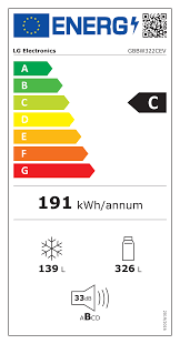 LG réfrigérateur combiné 70cm 465L classe C - noir acier