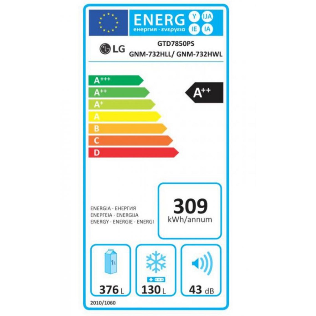 Réfrigérateur 2P Total No Frost | Compresseur Linear Inverter  Door Cooling WiFi A++ LG GTD7850PS