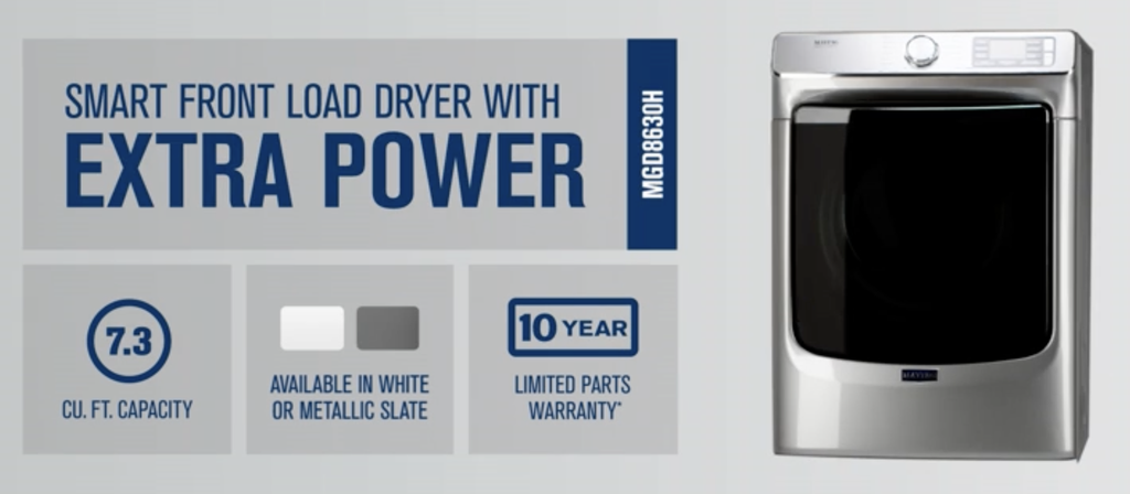 MAYTAG – Sèche-linge | Gaz | 7.4 CuFt (206 L) Anthracite | MGD8630HC (modèle reconditionné)