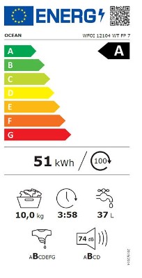 OCEAN Machine à laver 10kg Inverter Grade A WFOI12104WTQFP7