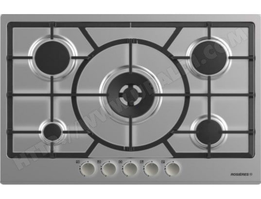 ROSIERES plaque de cuisson 75cm 5 feux gaz inox dont 1 x 4000w - modèle d'exposition