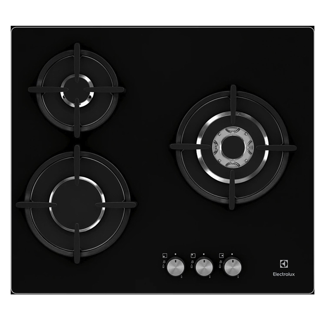 ELECTROLUX Plaque gaz 3 feux - Verre noir, EGT6633NOK
