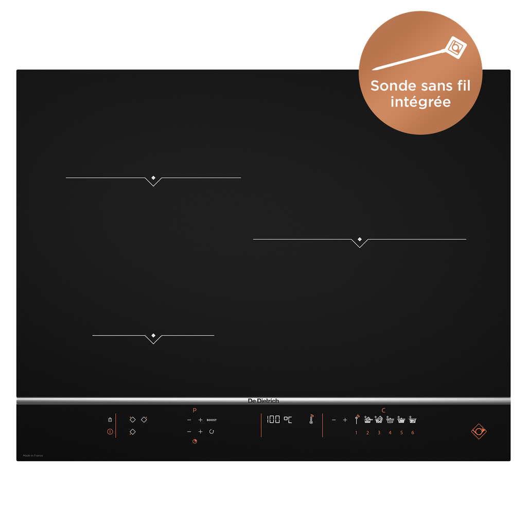 DE DIETRICH Plaque de cuisson induction 3 feux PerfectSensor avec sonde DPI7570XT