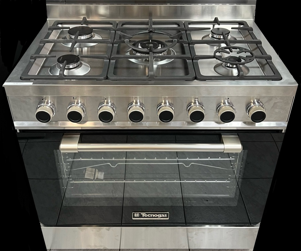 TECNOGAS Cuisinière tout gaz 90cm inox chaleur tournante -1 feu wok 5000W!