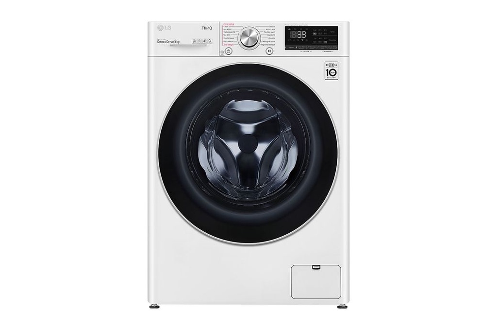 (Reconditionné) LG Lave linge 9Kg 1400 t/mn Moteur Direct Drive garanti 10ans* Défroissage vapeur  Grade A (Ancienne A+++) F94V71WHST