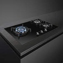 SMEG Plaque de cuisson verre noir 70cm 3 feux dont 1 ultra rapide de 6500W