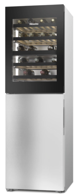 MIELE Appareil de froid combiné : cave à vin + congélateur posable - Side-by-side - Inox anti-traces - Volume 287 L : Cave à vin 166 L + Congél. 121 L - Classe énergétique D