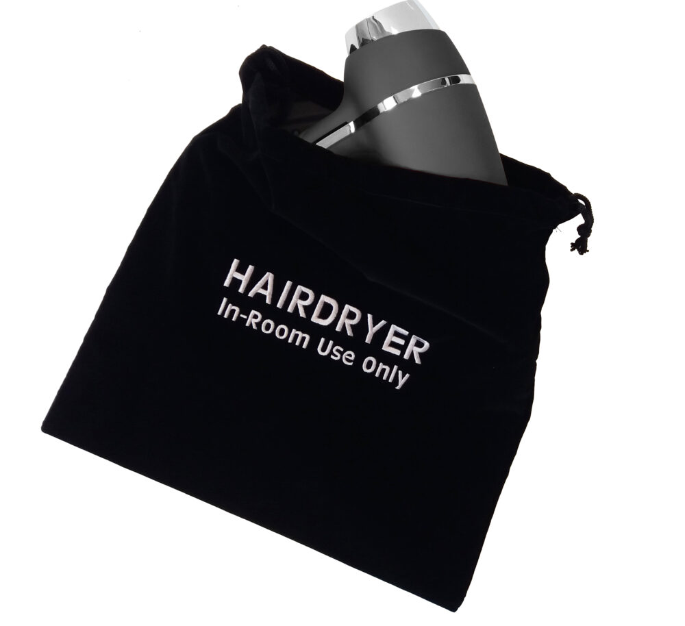 JVD Sac velours noir pour sèche cheveux