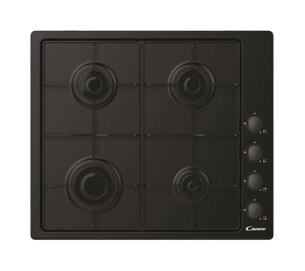 CANDY plaque de cuisson 60cm 4 feux gaz noire
