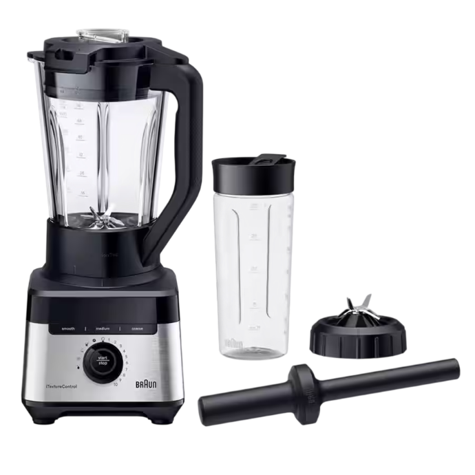 BRAUN Blender bol en verre 1400W PowerBlend 7 - 3 textures, programme lavage