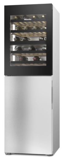 [KWNS 4784 DE] MIELE Appareil de froid combiné : cave à vin + congélateur posable - Side-by-side - Inox anti-traces - Volume 287 L : Cave à vin 166 L + Congél. 121 L - Classe énergétique D