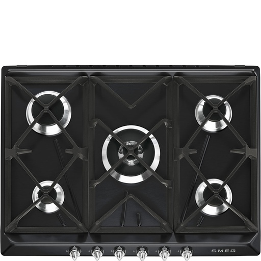 [SR975NGH] SMEG Plaque de cuisson 75cm 5 feux gaz (dont 1 de 5000W) esthétique Victoria - noir