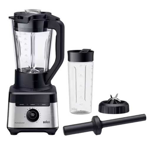 [JB7551BK] BRAUN Blender bol en verre 1400W PowerBlend 7 - 3 textures, programme lavage