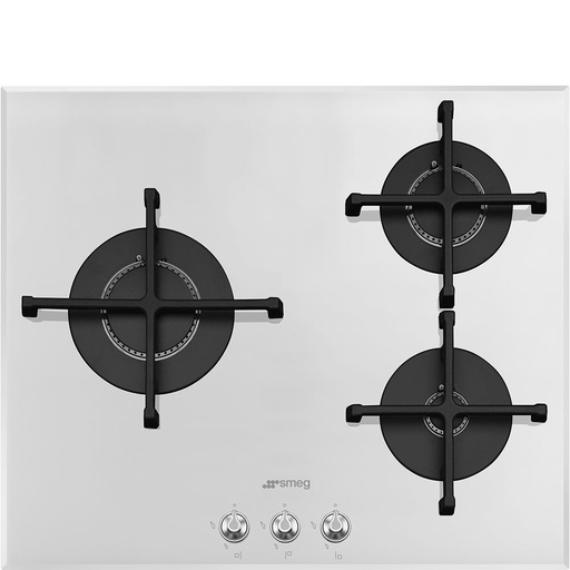 [PV163B2] – SMEG – Plaque de Cuisson | Verre | Blanc  | 3 foyers |  Gaz | PV163B2